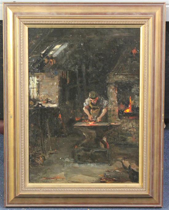 Hannah Clarke Preston MacGoun (1864–1913) The Blacksmiths Forge, 15 x 10.5in.